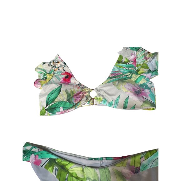 Floral Print Tinibikini Womens Bikini Set With Ring Detail In Large Size New - Picture 3 of 6